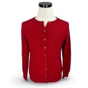 Foxcroft Cotton Cashmere Red Crimson Womens Button Front Cardigan Size Large